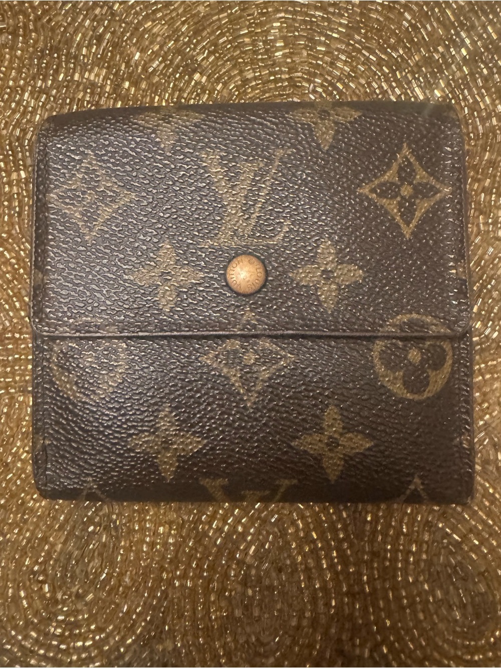 Louis Vuitton Brown Monogram Canvas Wallet with Gold Hardware